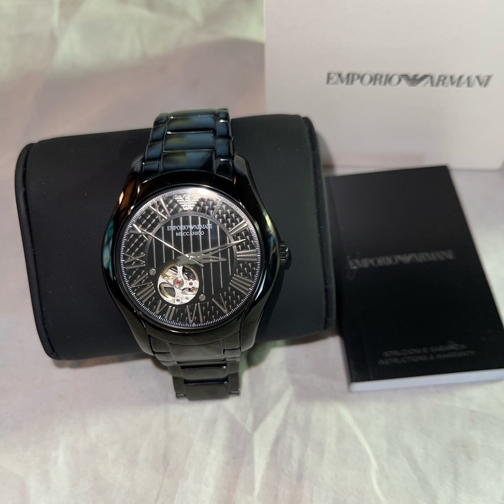 EMPORIO ARMANI MECCANICO MEN'S AUTOMATIC BLACK STAINLESS STEEL WATCH AR60014